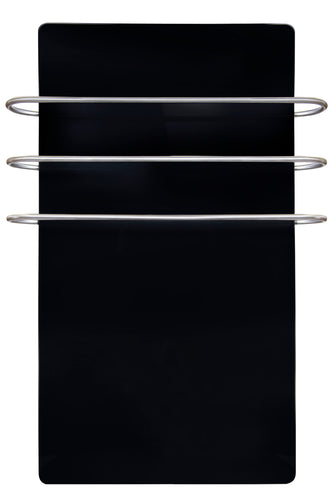 Glass Electrical Infrared Heating Panel - With Towel Rail - Black 700W