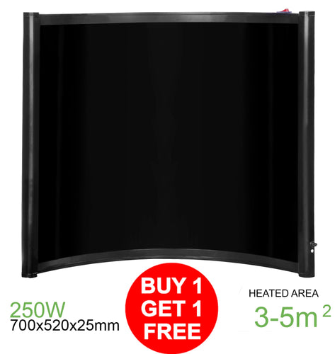 Curve Electric Infrared Heating Panel - Black 250W